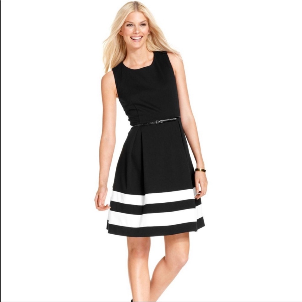Calvin Klein Striped Fit and Flare Dress